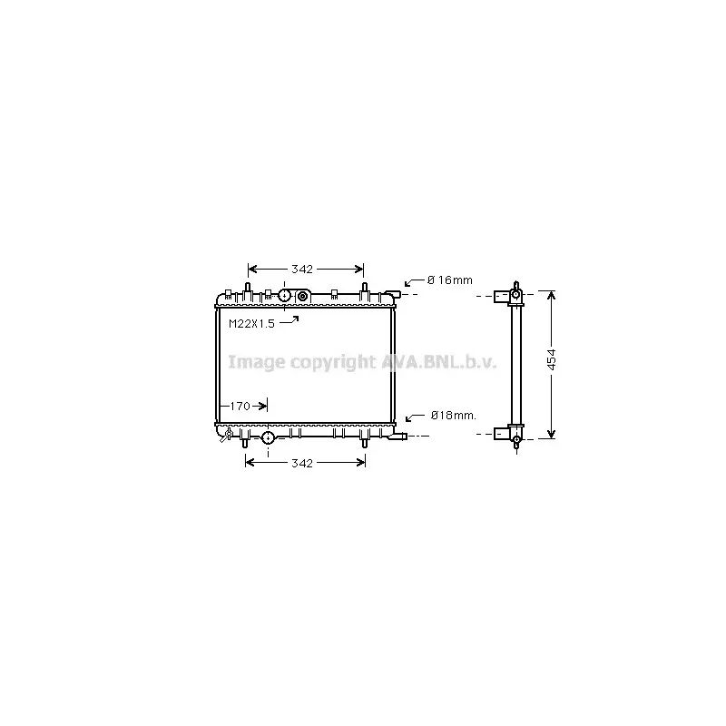Radiateur, refroidissement du moteur AVA QUALITY COOLING PE2254
