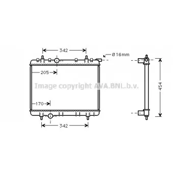 Radiateur, refroidissement du moteur AVA QUALITY COOLING PE2260