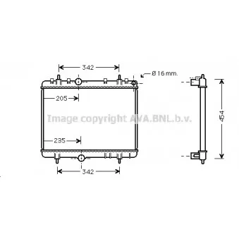 Radiateur, refroidissement du moteur AVA QUALITY COOLING PE2267