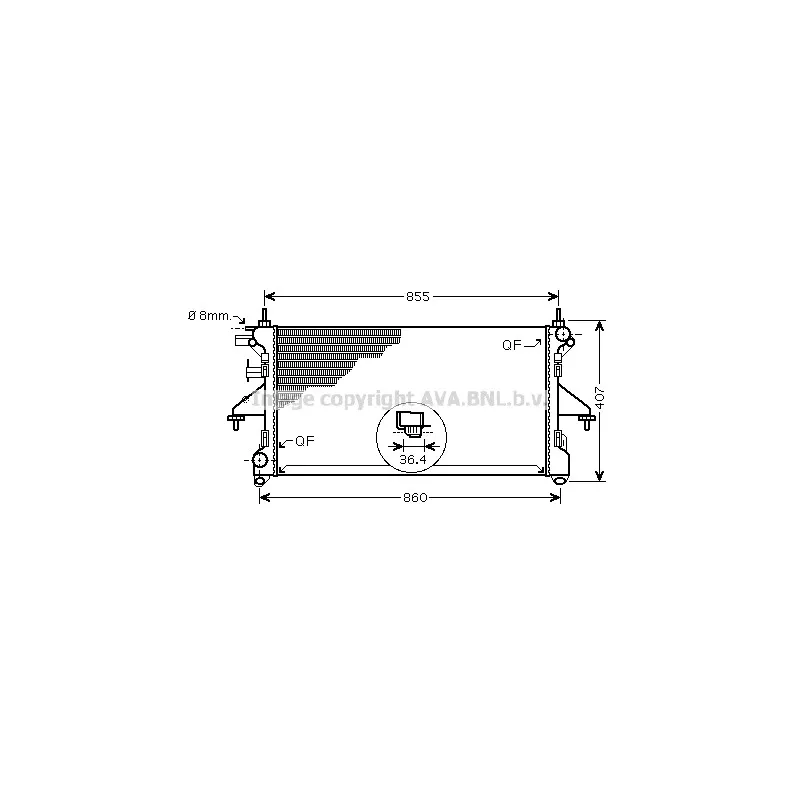 Radiateur, refroidissement du moteur AVA QUALITY COOLING PE2304
