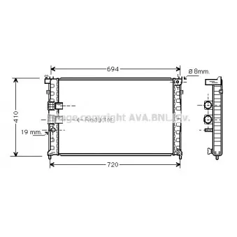 Radiateur, refroidissement du moteur AVA QUALITY COOLING PE2339