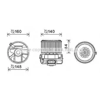 Moteur électrique, pulseur d'air habitacle AVA QUALITY COOLING PE8372