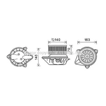 Moteur électrique, pulseur d'air habitacle AVA QUALITY COOLING PE8373