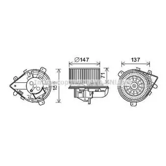 Moteur électrique, pulseur d'air habitacle AVA QUALITY COOLING PE8380
