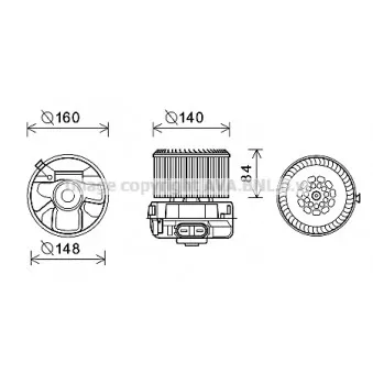 Moteur électrique, pulseur d'air habitacle AVA QUALITY COOLING PE8392