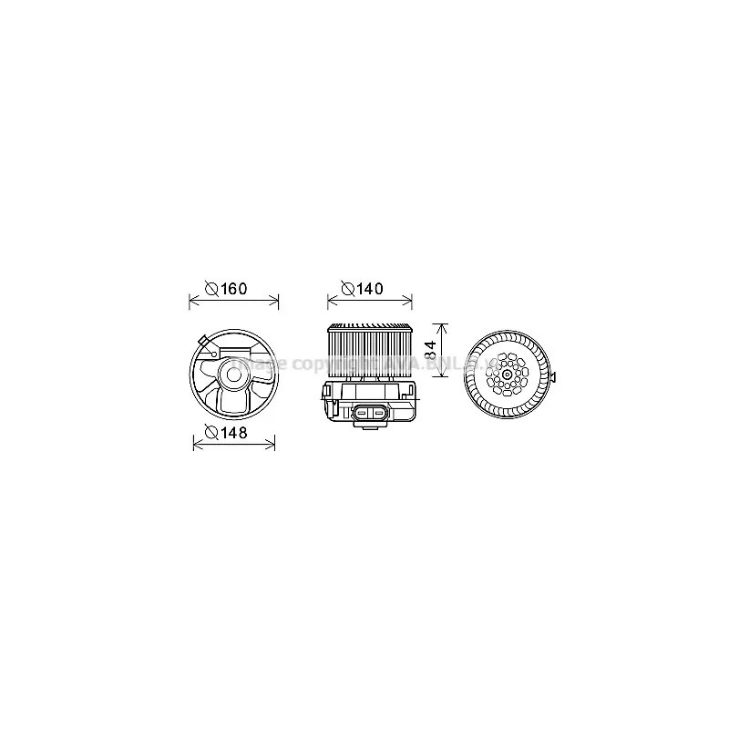 Moteur électrique, pulseur d'air habitacle AVA QUALITY COOLING PE8392