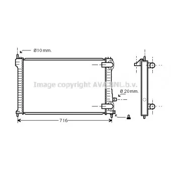 Radiateur, refroidissement du moteur AVA QUALITY COOLING PEA2196