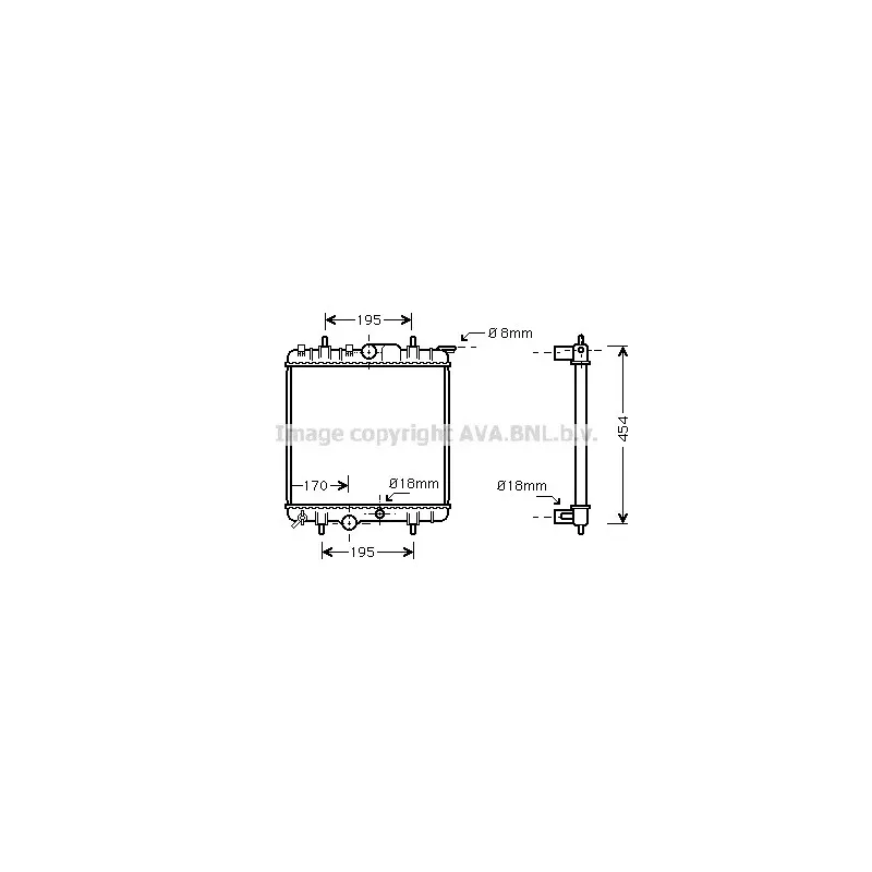 Radiateur, refroidissement du moteur AVA QUALITY COOLING PEA2224