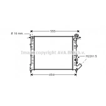 Radiateur, refroidissement du moteur AVA QUALITY COOLING RT2109
