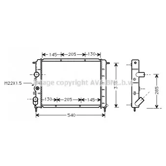 Radiateur, refroidissement du moteur AVA QUALITY COOLING RT2258