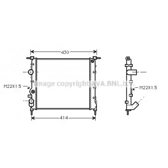 Radiateur, refroidissement du moteur AVA QUALITY COOLING RT2260