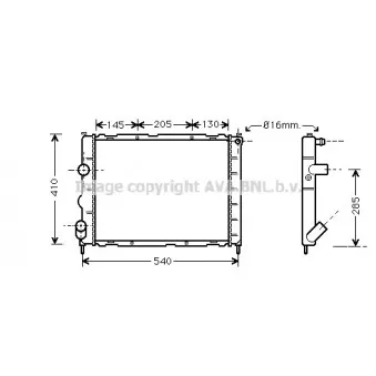 Radiateur, refroidissement du moteur AVA QUALITY COOLING RT2268