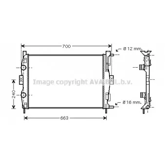 Radiateur, refroidissement du moteur AVA QUALITY COOLING RT2306