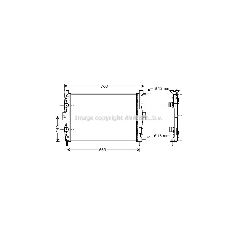 Radiateur, refroidissement du moteur AVA QUALITY COOLING RT2306