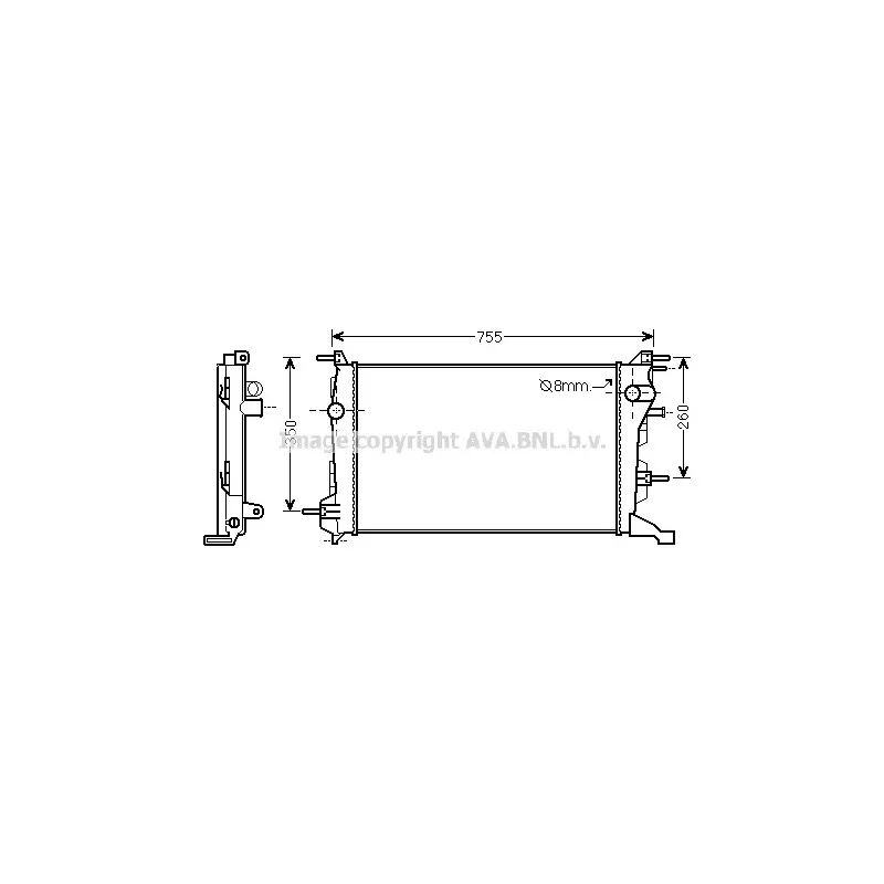 Radiateur, refroidissement du moteur AVA QUALITY COOLING RT2410