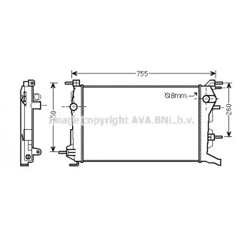 Radiateur, refroidissement du moteur AVA QUALITY COOLING RT2460