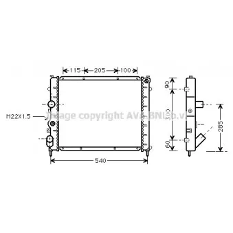 Radiateur, refroidissement du moteur AVA QUALITY COOLING RTA2174