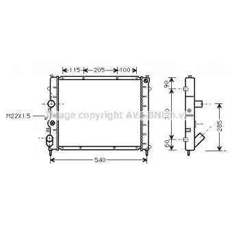 Radiateur, refroidissement du moteur AVA QUALITY COOLING RTA2215
