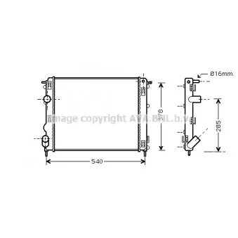 Radiateur, refroidissement du moteur AVA QUALITY COOLING RTA2272