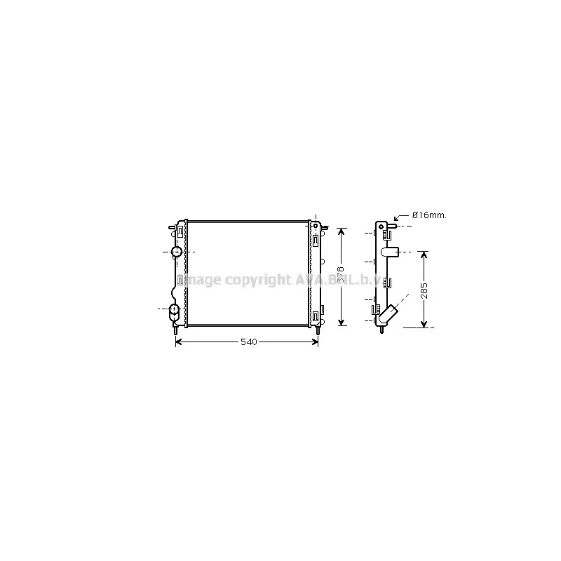 Radiateur, refroidissement du moteur AVA QUALITY COOLING RTA2272