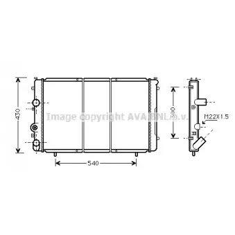 Radiateur, refroidissement du moteur AVA QUALITY COOLING RTA2274