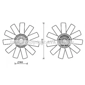 Ventilateur, refroidissement du moteur AVA QUALITY COOLING RTF558