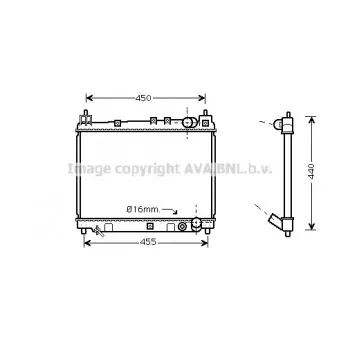Radiateur, refroidissement du moteur AVA QUALITY COOLING TO2258