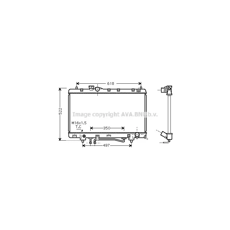 Radiateur, refroidissement du moteur AVA QUALITY COOLING TO2330