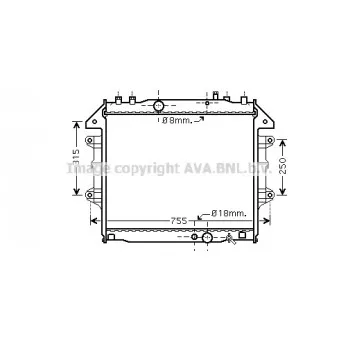 Radiateur, refroidissement du moteur AVA QUALITY COOLING TO2432
