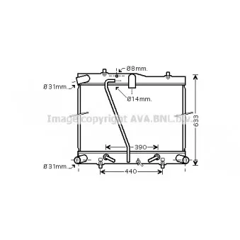 Radiateur, refroidissement du moteur AVA QUALITY COOLING TO2434