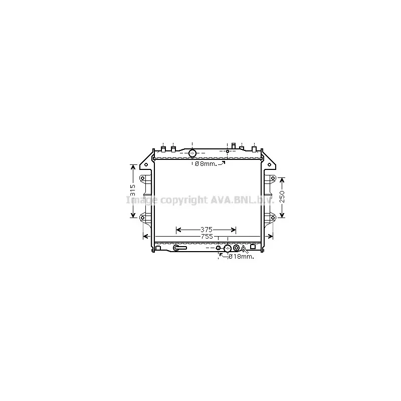 Radiateur, refroidissement du moteur AVA QUALITY COOLING TO2496