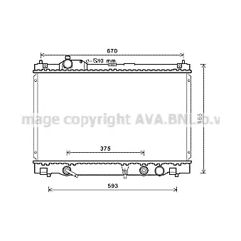 Radiateur, refroidissement du moteur AVA QUALITY COOLING TO2676