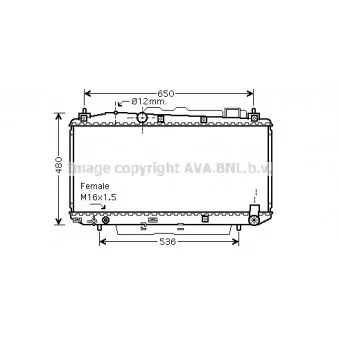 Radiateur, refroidissement du moteur AVA QUALITY COOLING TOA2348