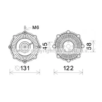 Embrayage, ventilateur de radiateur AVA QUALITY COOLING TOC588