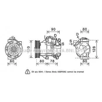 Compresseur, climatisation AVA QUALITY COOLING TOK656