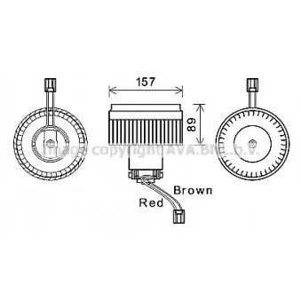 Moteur électrique, pulseur d'air habitacle AVA QUALITY COOLING VO8176