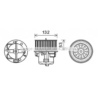 Moteur électrique, pulseur d'air habitacle AVA QUALITY COOLING VO8178