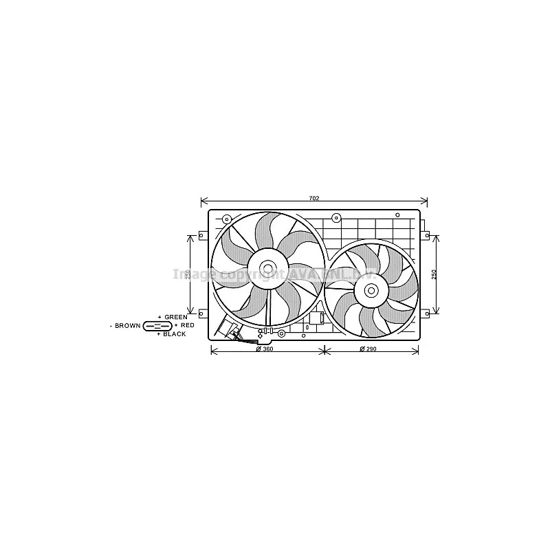 Ventilateur, refroidissement du moteur AVA QUALITY COOLING VW7528