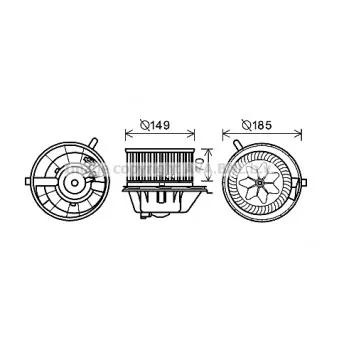 Moteur électrique, pulseur d'air habitacle AVA QUALITY COOLING VW8337