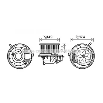 Moteur électrique, pulseur d'air habitacle AVA QUALITY COOLING VW8341