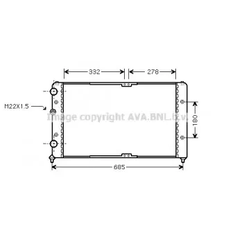 Radiateur, refroidissement du moteur AVA QUALITY COOLING VWA2191