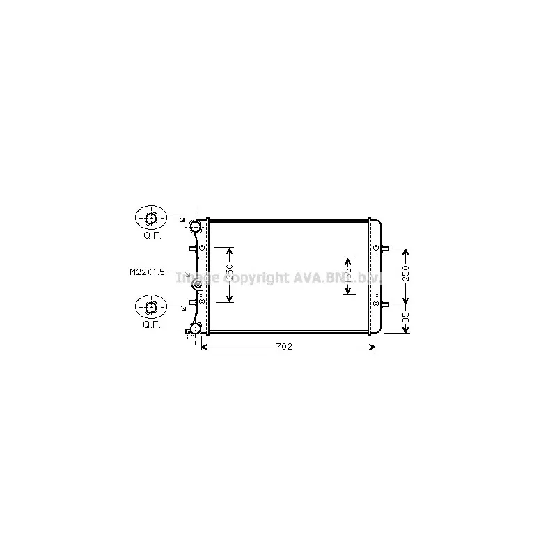 Radiateur, refroidissement du moteur AVA QUALITY COOLING VWA2217
