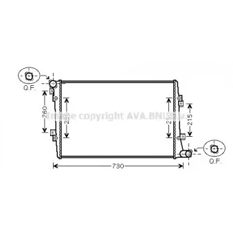 Radiateur, refroidissement du moteur AVA QUALITY COOLING VWA2255