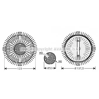 Embrayage, ventilateur de radiateur AVA QUALITY COOLING VWC273