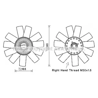 Ventilateur, refroidissement du moteur AVA QUALITY COOLING VWC365
