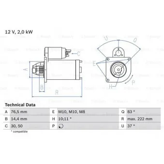 Démarreur BOSCH 0 986 023 530