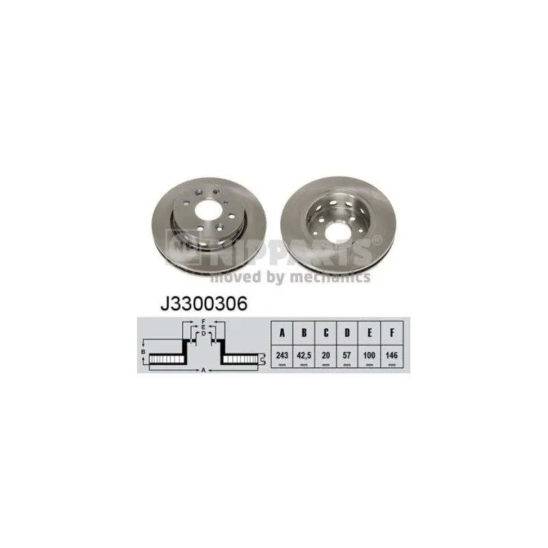 Jeu de 2 disques de frein avant NIPPARTS J3300306