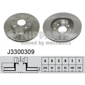 Jeu de 2 disques de frein avant NIPPARTS J3300309