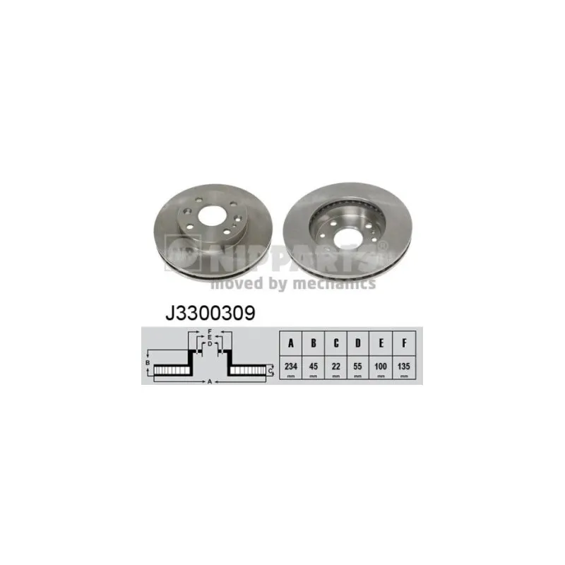 Jeu de 2 disques de frein avant NIPPARTS J3300309