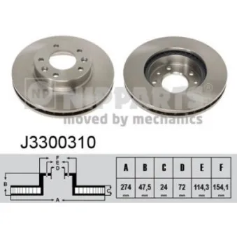 Jeu de 2 disques de frein avant NIPPARTS J3300310